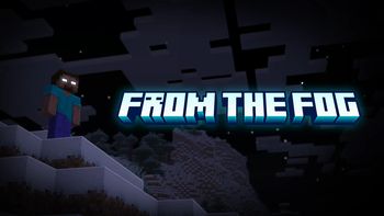 Imagen oficial de la galería de From The Fog en Modrinth con una figura lejana sobre un paisaje nevado de Minecraft