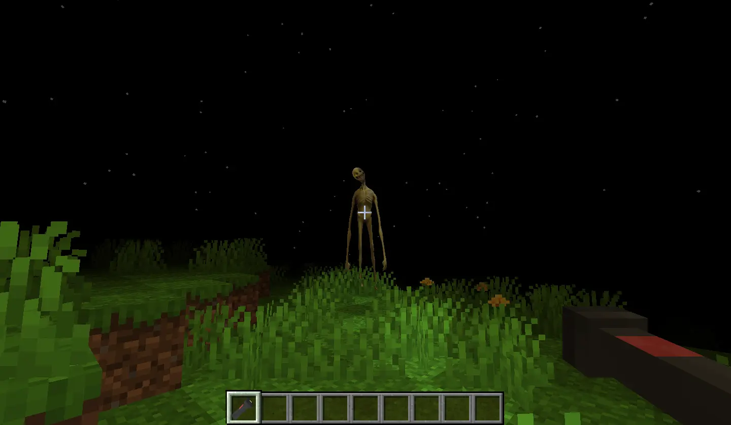 The Verity Demon standing in a Minecraft world at night in official project media
