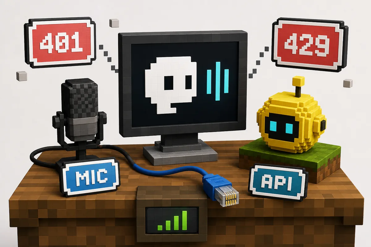 Gráfico de solução para microfone API 401 e 429 no Verity Mod